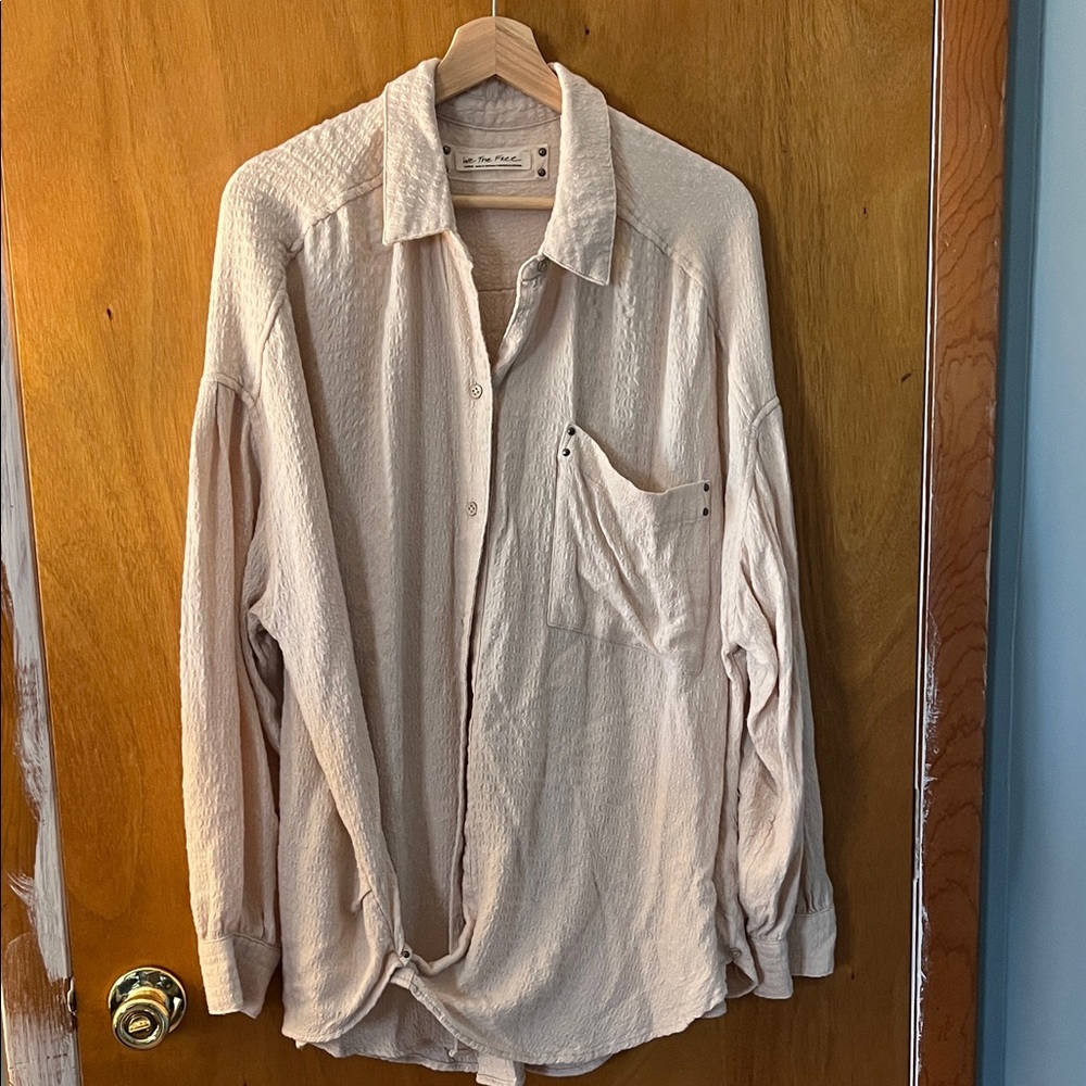We The Free cream textured button-up